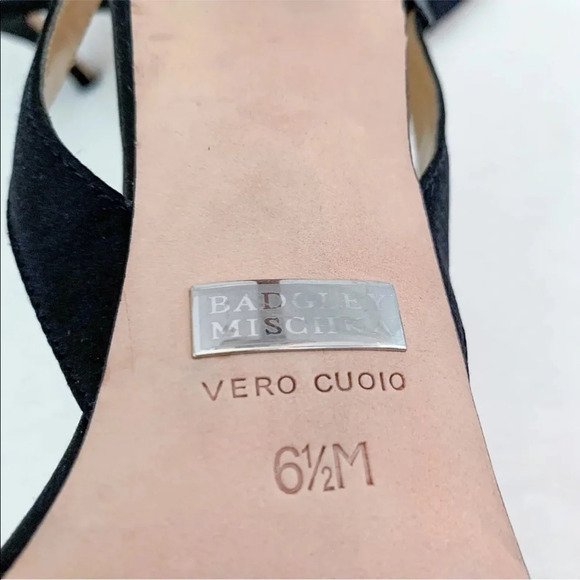 Badgley Mischka Black Jeweled Open Toe Formal Slingback Sandals - Picture 5 of 8